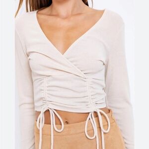 White Long sleeve Bow Top